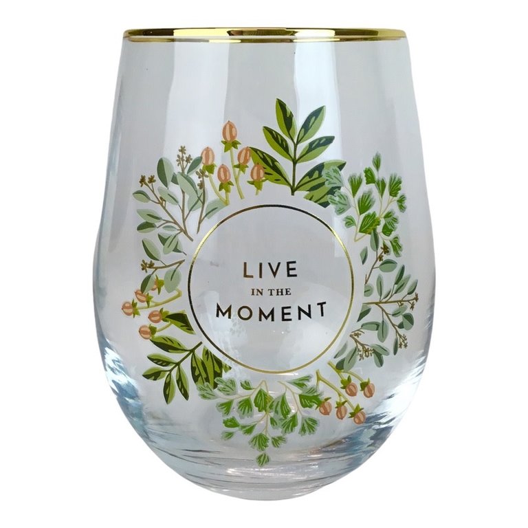 Live In The Moment Stemless Wine Glass