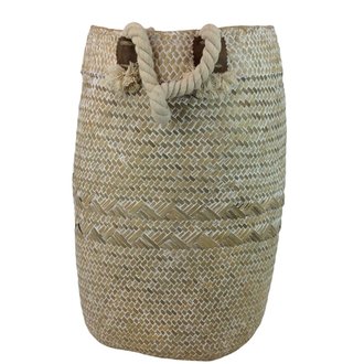 Indaba Whitewash Straw Basket
