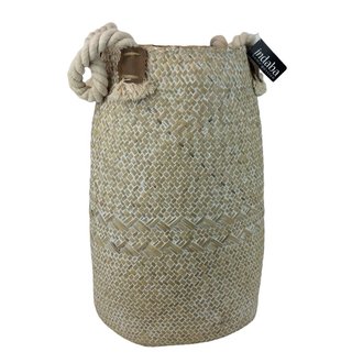 Indaba Whitewash Straw Basket