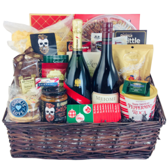 Custom Corporate Holiday Cheer Basket Custom Corporate Holiday Cheer Basket