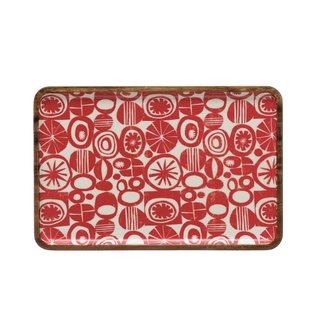 Creative Coop Sm -Red -Enamelled Acacia Wood  Tray