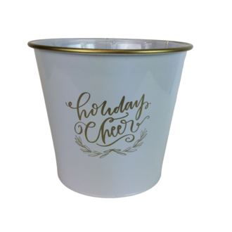 Bacon Basketware White Pot Gold Holiday Cheer 9343