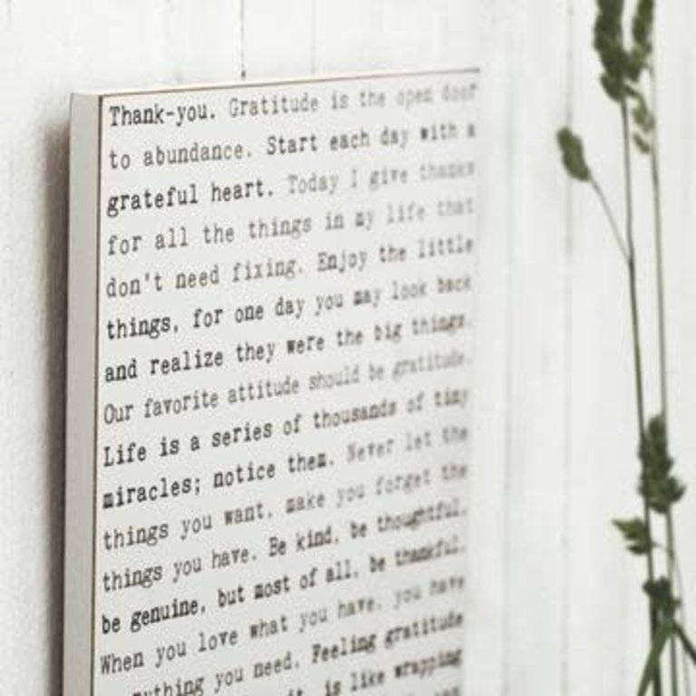 Cedar Mounatin Gratitude Typewriter Wall Sign