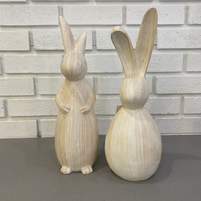 Wood Bunny Statue