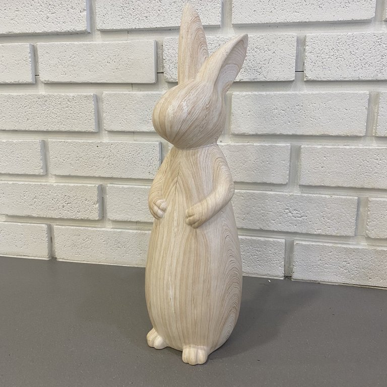 Wood Bunny Statue