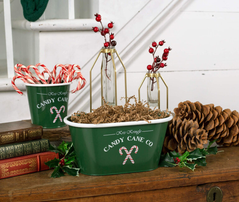 Bacon Basketware Oval Green Pot Kris Kringle
