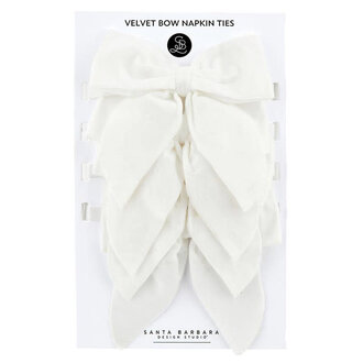 Santa Barbara Design Studios Napkin Velvet Bow - White Santa Barbara Design Studios Napkin Velvet Bow - White