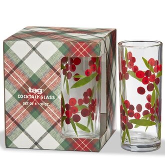 Tag Sprig Drink Glass S/4 Tag Sprig Drink Glass S/4