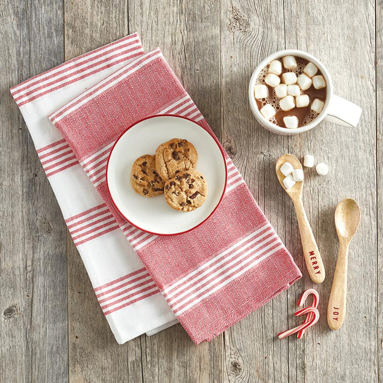 Slant Collections Red & White Teatowel and Spoon Set