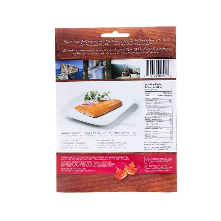 Canadian Select Enterprises ltd. 8oz Smoked Maple Wild Sockeye Salmon - Envelope