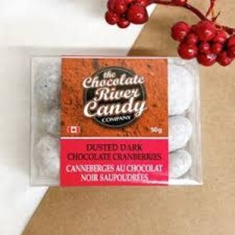 The Chocolate River Candy Company Dusted Dark Chocolate Cranberries