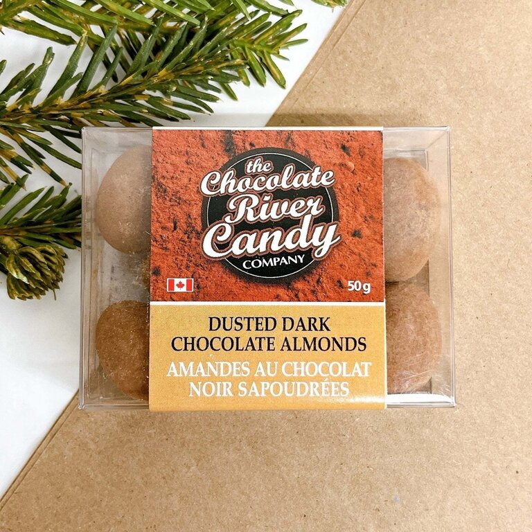 The Chocolate River Candy Company Dusted Dark Chocolate Almonds