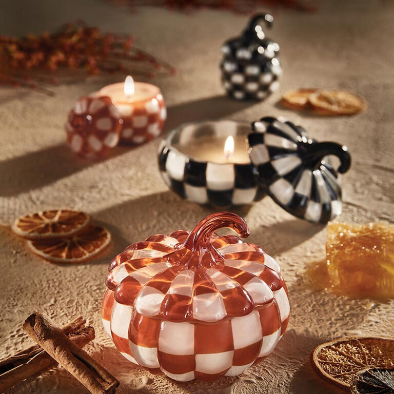 47th & Main Black Glass Pumpkin Candle Sm