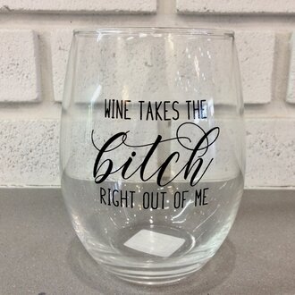 Lettered Glass Wine Glass