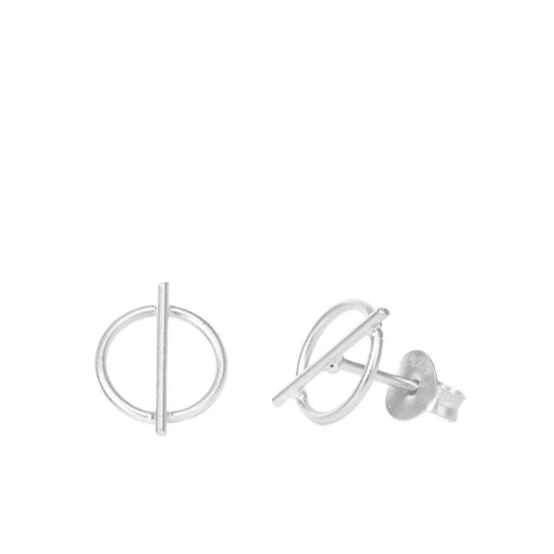 Circle and Line Stud Earring