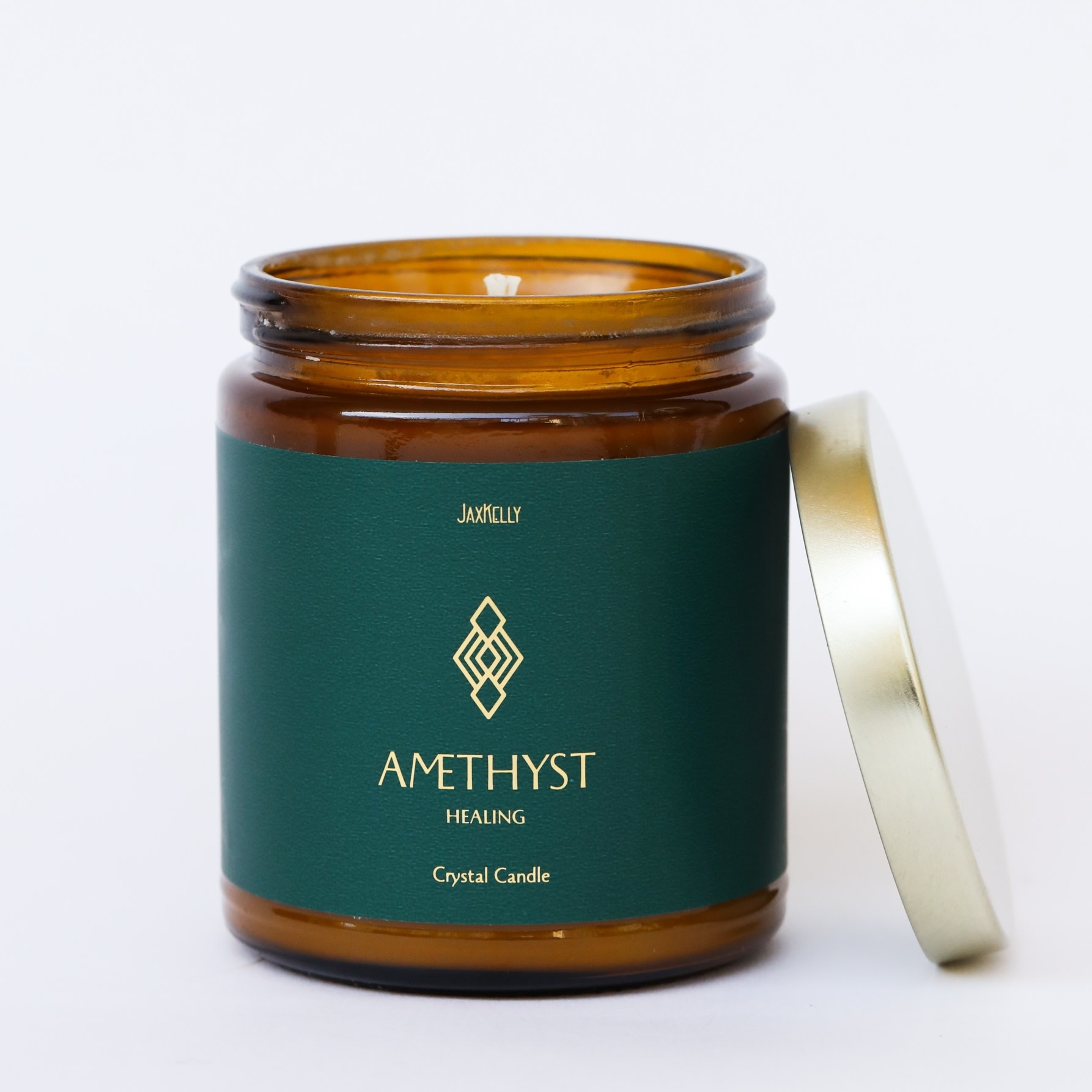 Amethyst Amber Crystal Candle