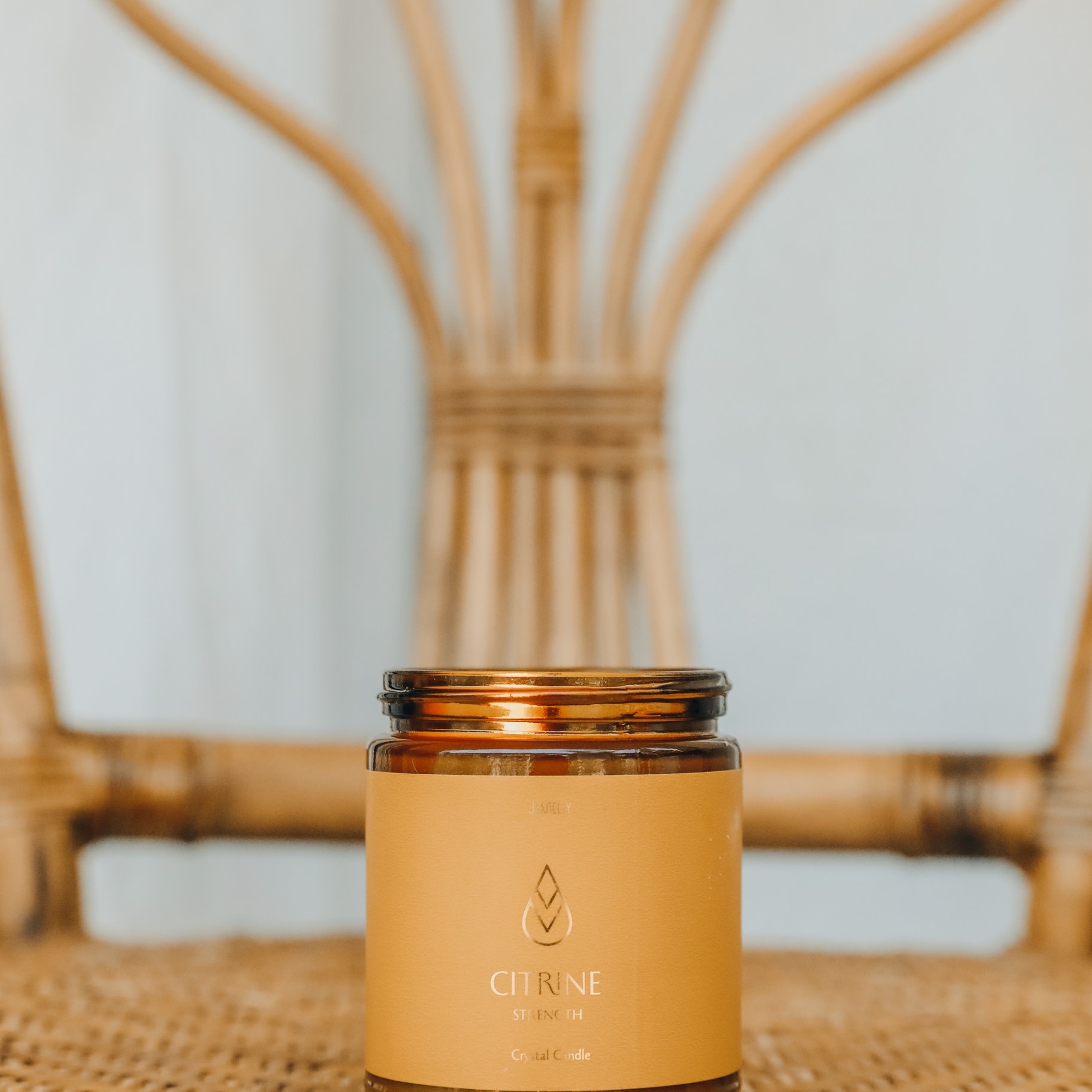 Citrine Amber Crystal Candle