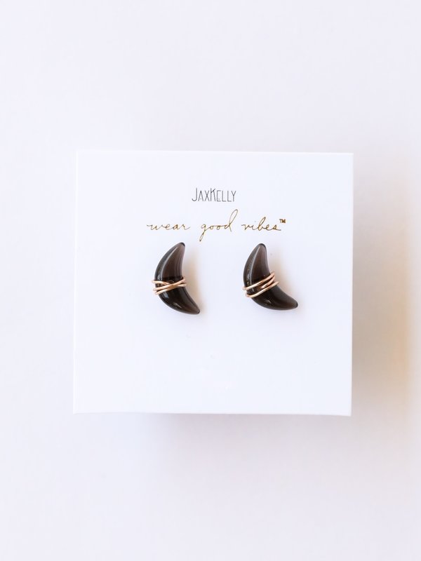 JaxKelly Wire-Wrapped Moon Studs