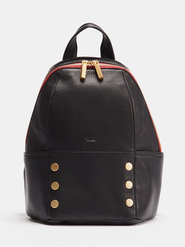 Hammitt Hunter Med-Black/Brushed Gold w/ Red Zip