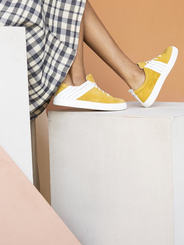 Seychelles Stand Out Yellow Suede Sneaker