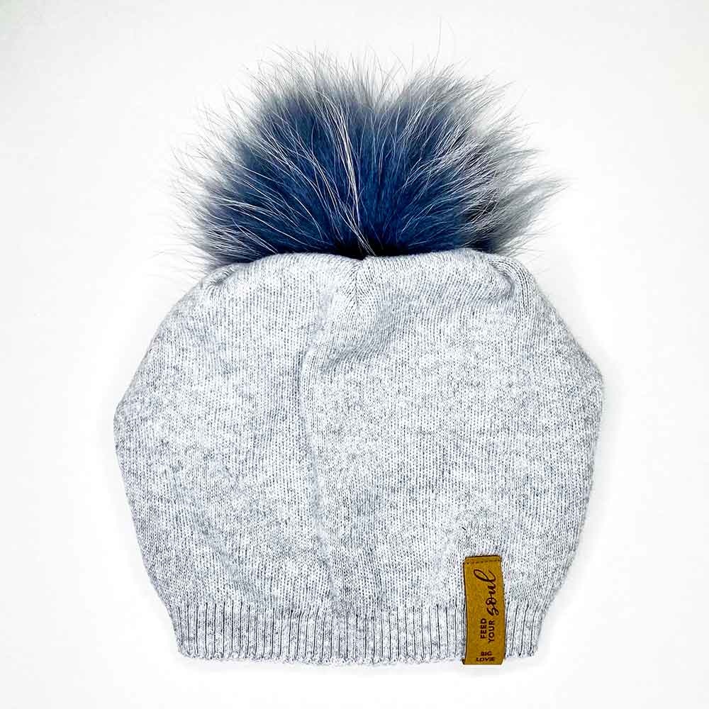 Super Soft Slouch Hat With Real Fur Pom