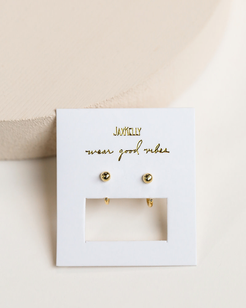 JaxKelly Huggies Earring - Gold Sphere