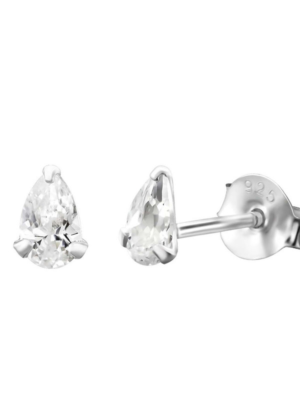 Stowaway Jewelry Studs- Pear Crystal