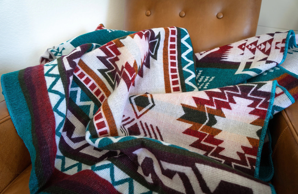 Andean Alpaca Wool Blanket - Turquoise