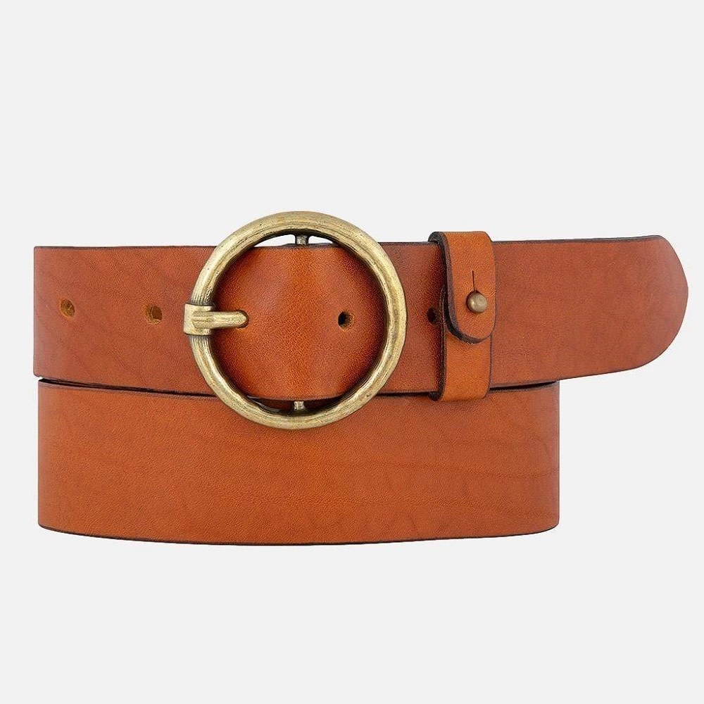 Amsterdam Heritage Amsterdam Heritage Pip 2.0 Vintage Gold Round Buckle  Women's Belt - Jonah & Sage