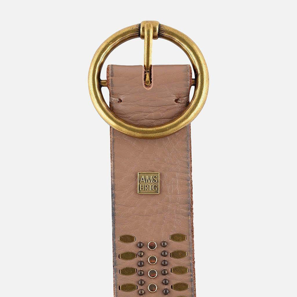 Skinny Western Leather Belt with Gold Buckle - AMSHRTG – Amsterdam