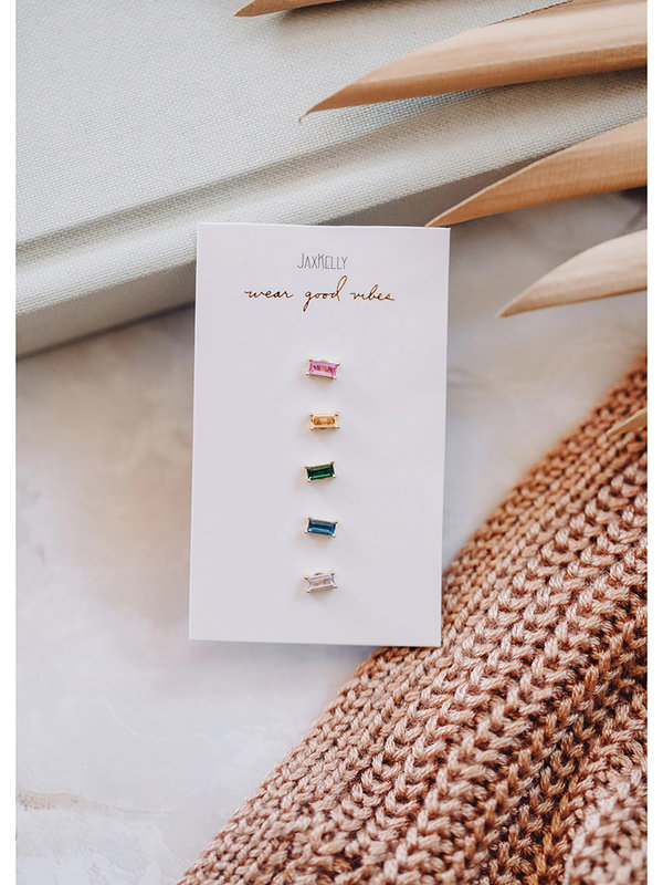 JaxKelly Rainbow Baguette Earrings