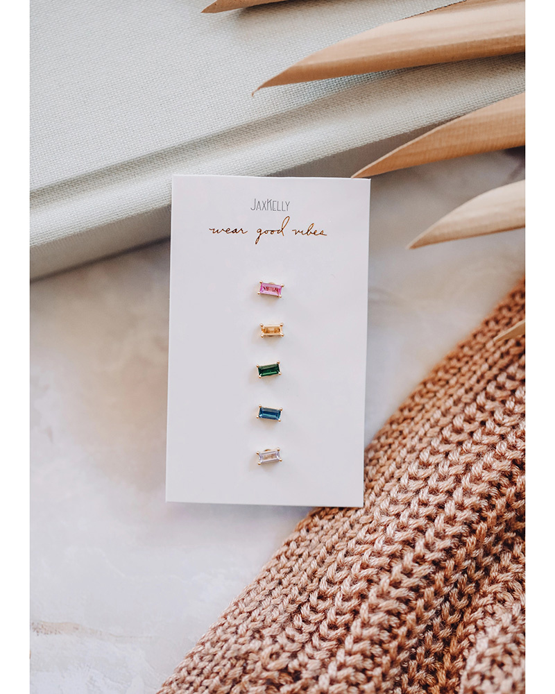 Rainbow Baguette Earrings