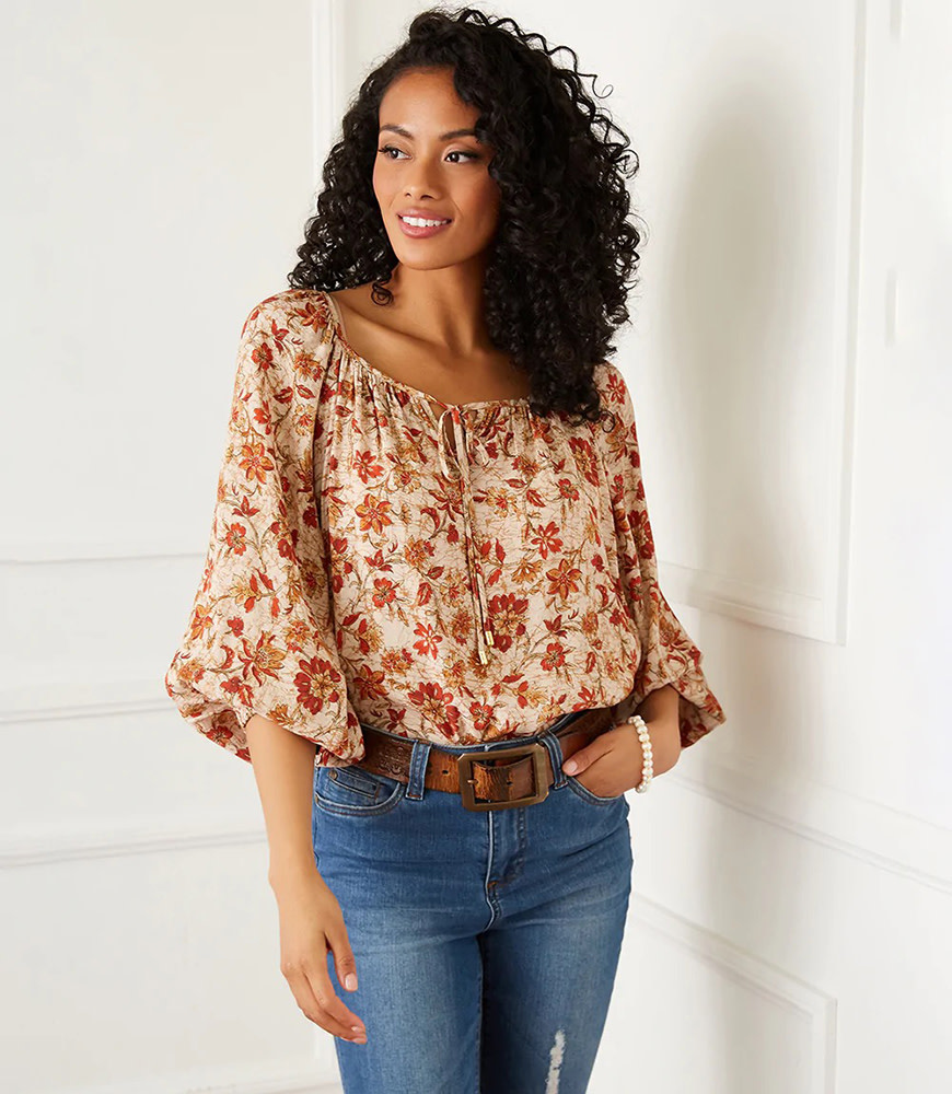 Karen Kane, Inc. Floral Print Peasant Top