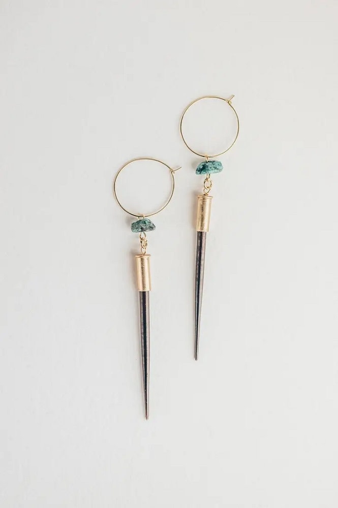 Quill + Turquoise Hoop Earrings