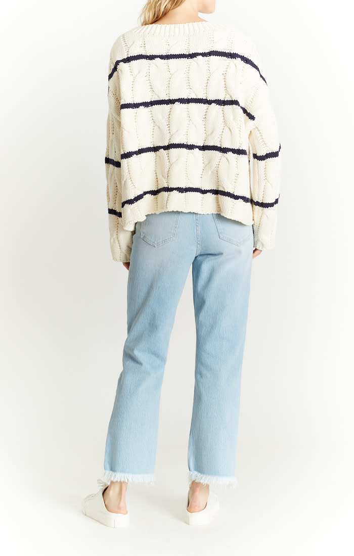 Cable Knit Stripe Sweater