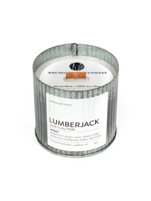Anchored Northwest Lumberjack Wood Wick Rustic Candle- 10oz