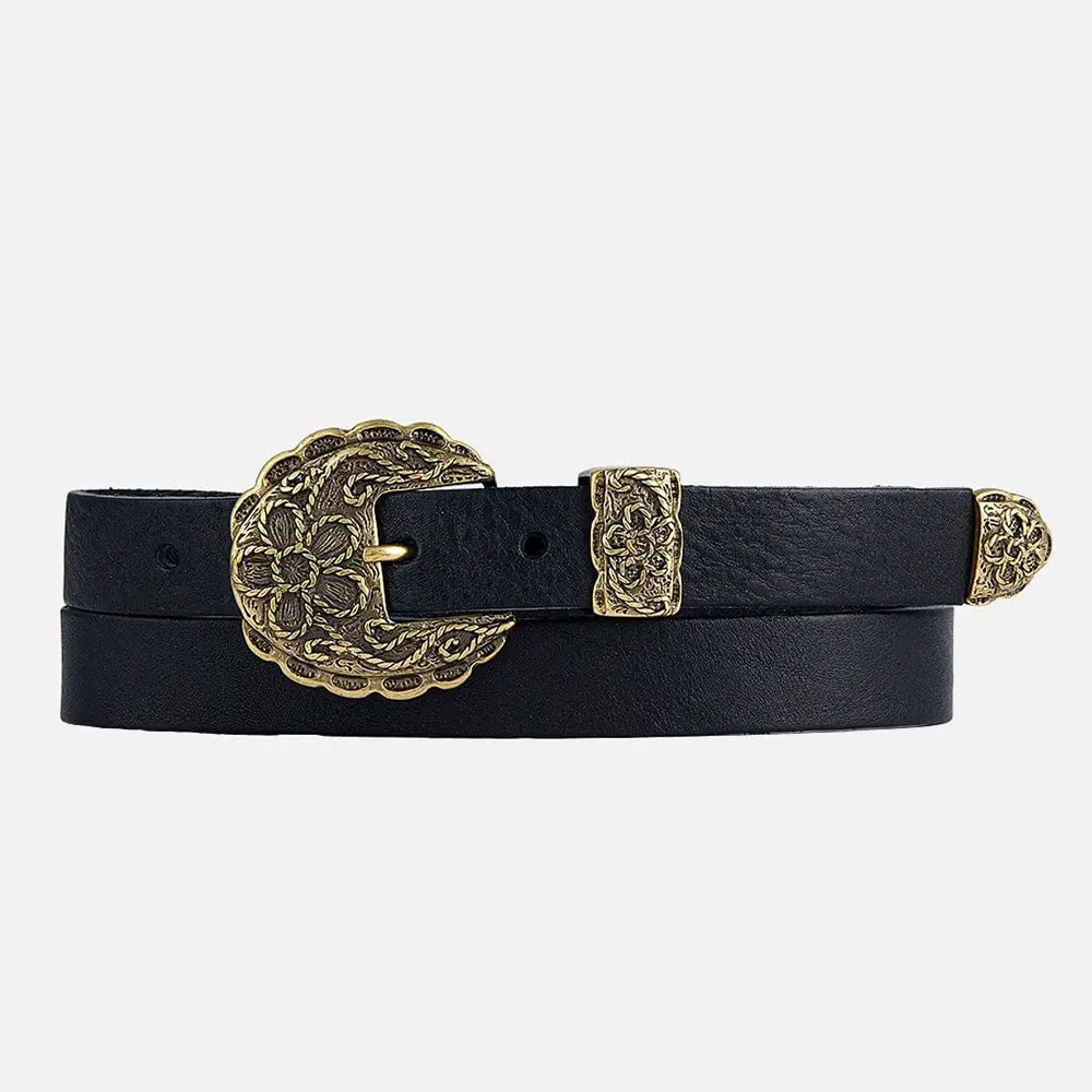 Anabel Skinny Leather Belt W/Buckle