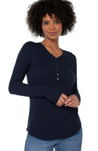 Women's Bamboo Cotton Long-Sleeve Henley Tee-All Sales Final – BauBax