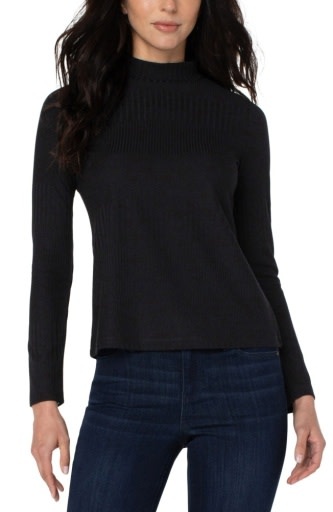 Mock Neck Long Sleeve Rib Knit Top