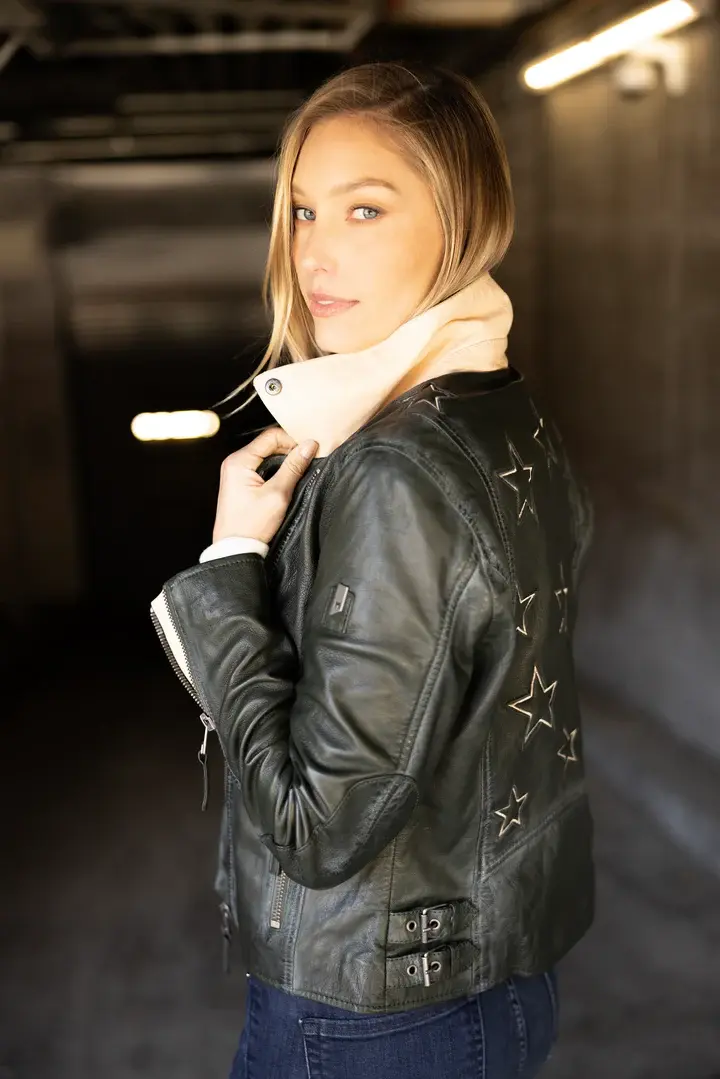Christy Contrast Leather Jacket