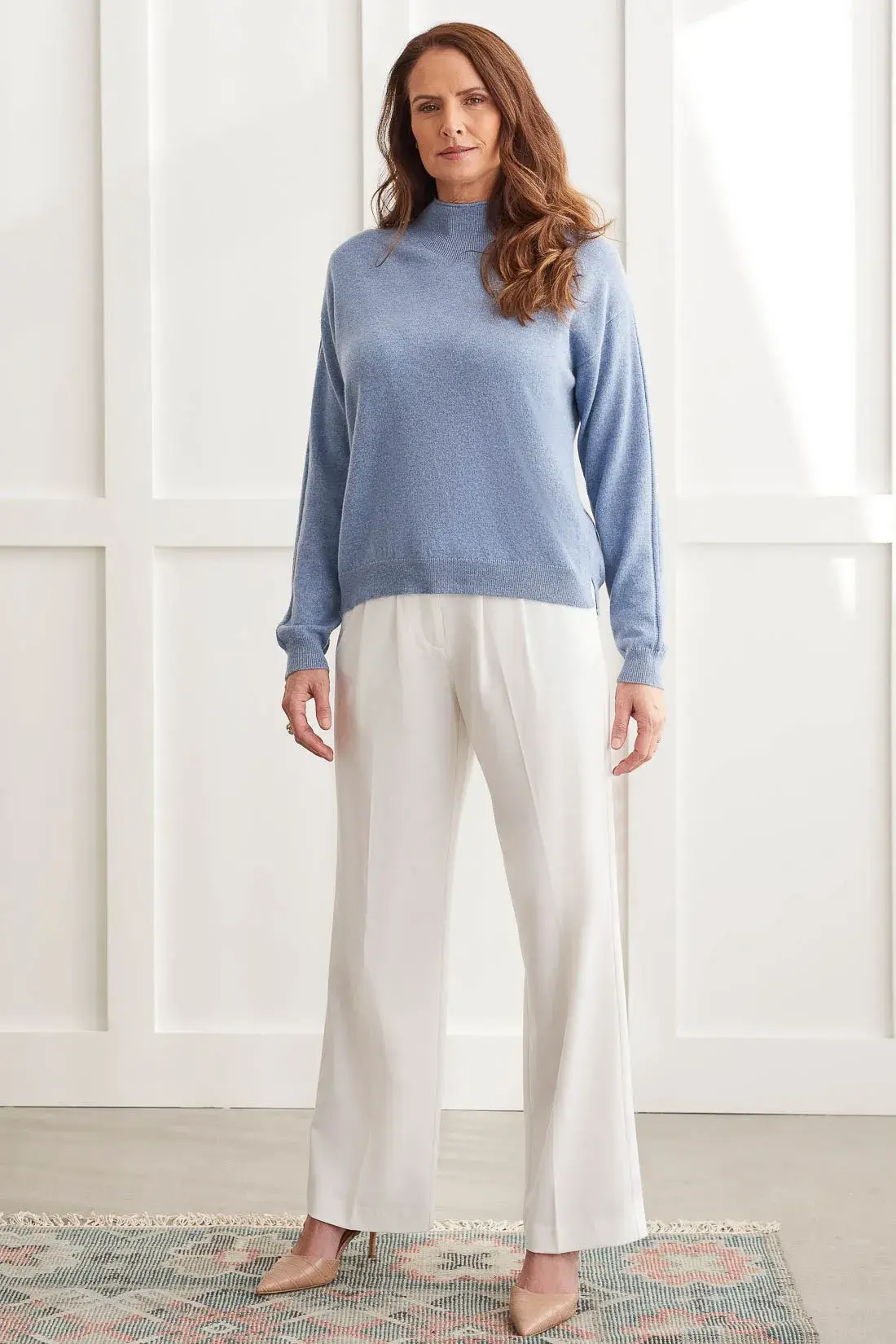 Cashmere Long Sleeve Funnel Neck Sweater