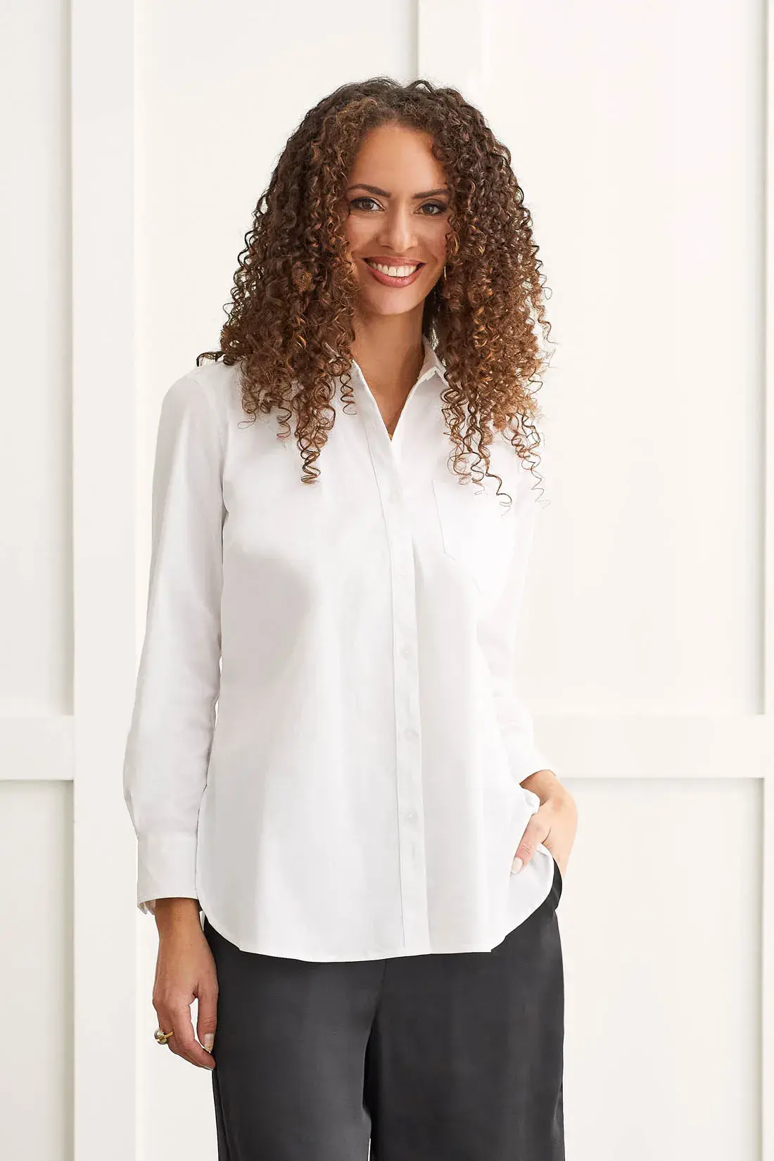 Classic Button-Up Shirt With Roll-Up Sleeves