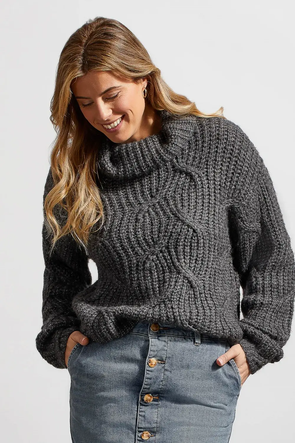 Cableknit Turtleneck Sweater