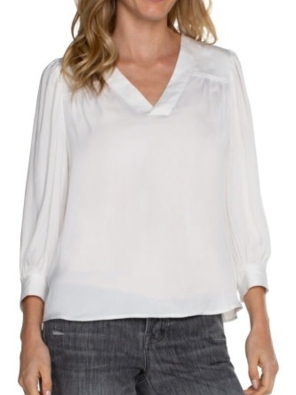 Liverpool Los Angeles V-Neck Popover Woven Blouse