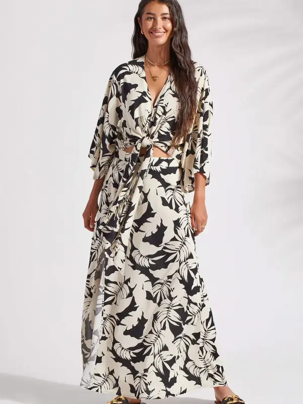 Tribal Printed Pull-On Maxi Skirt With Slit