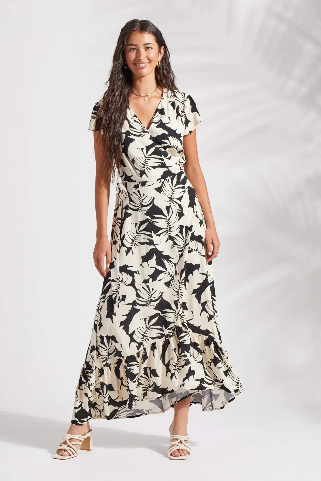 Printed Short Sleeve Maxi Dress