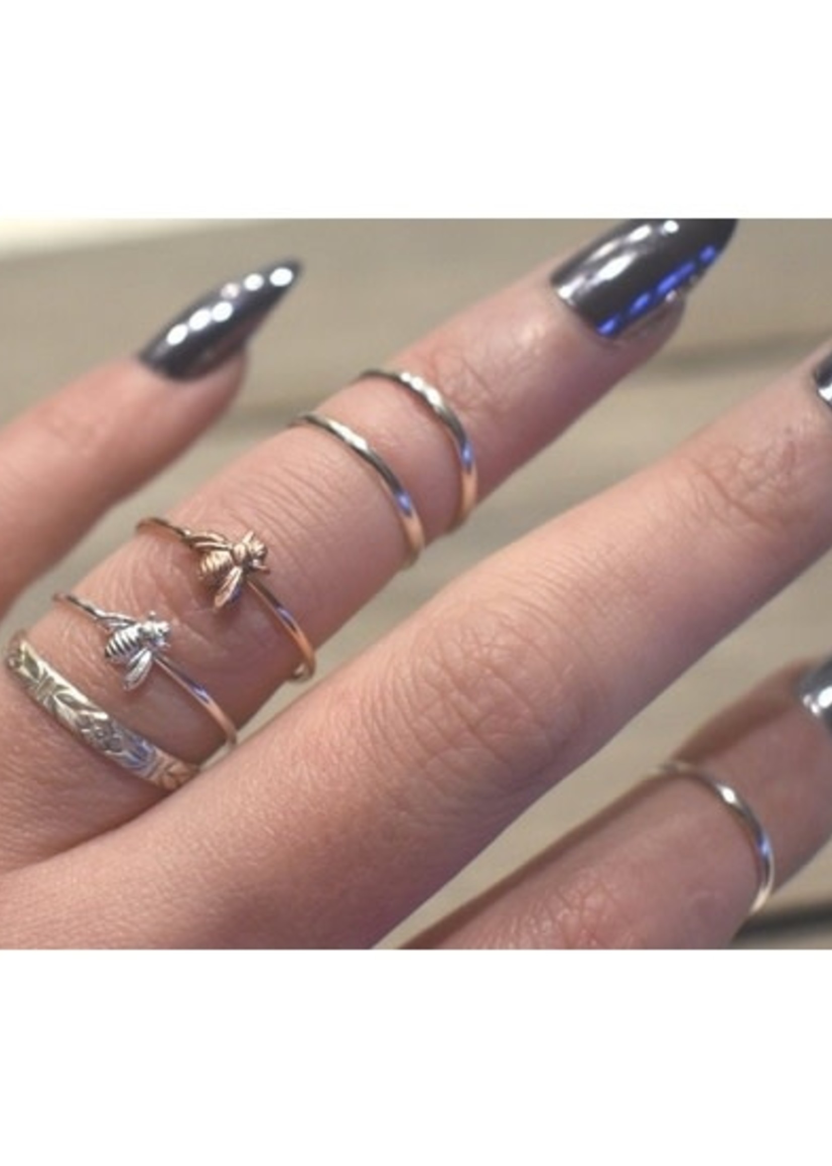 A Wild Violet Tiny Bee Ring (Silver or Gold)