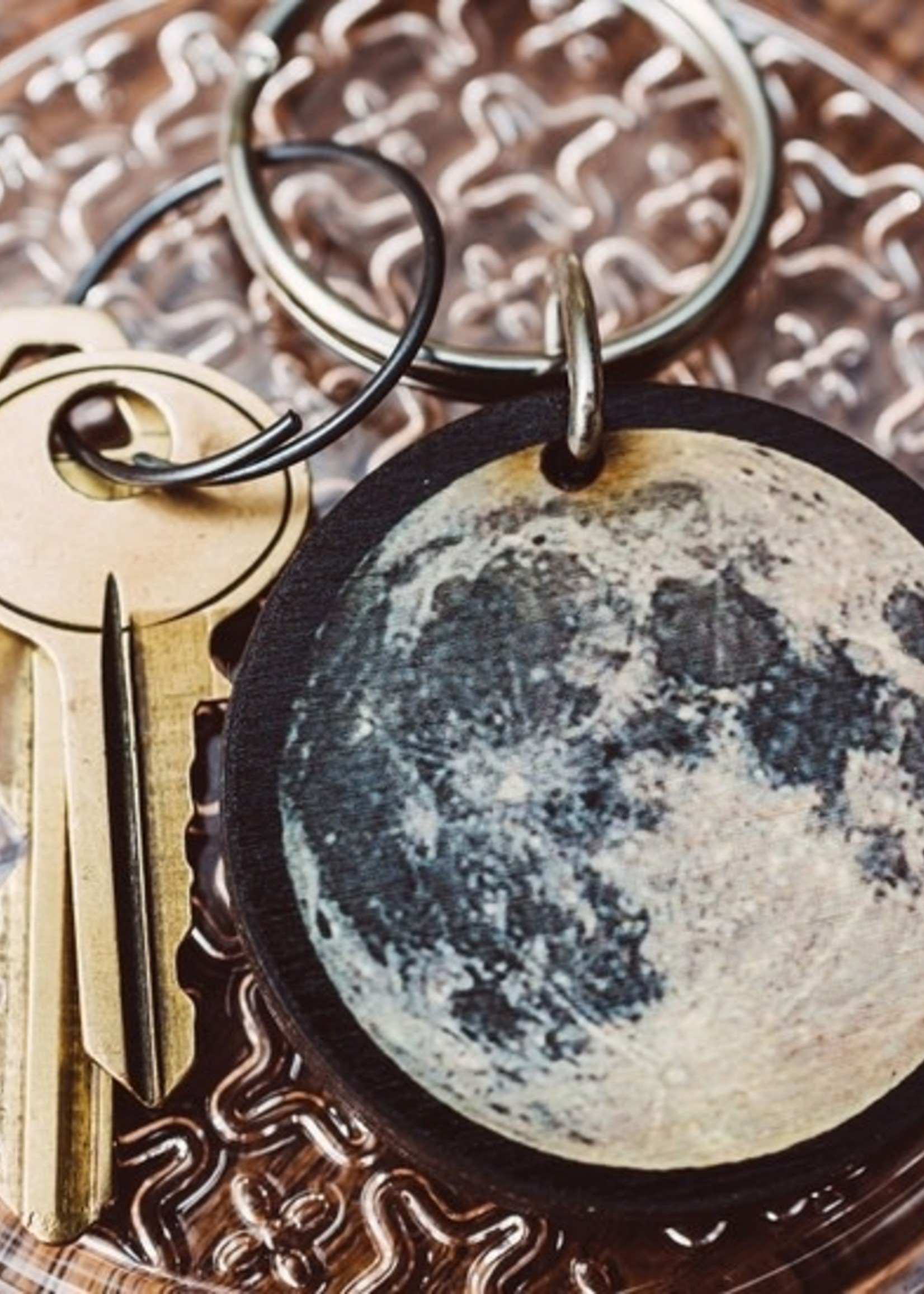 Most Amazing Full Moon Full Color Wooden Keychain