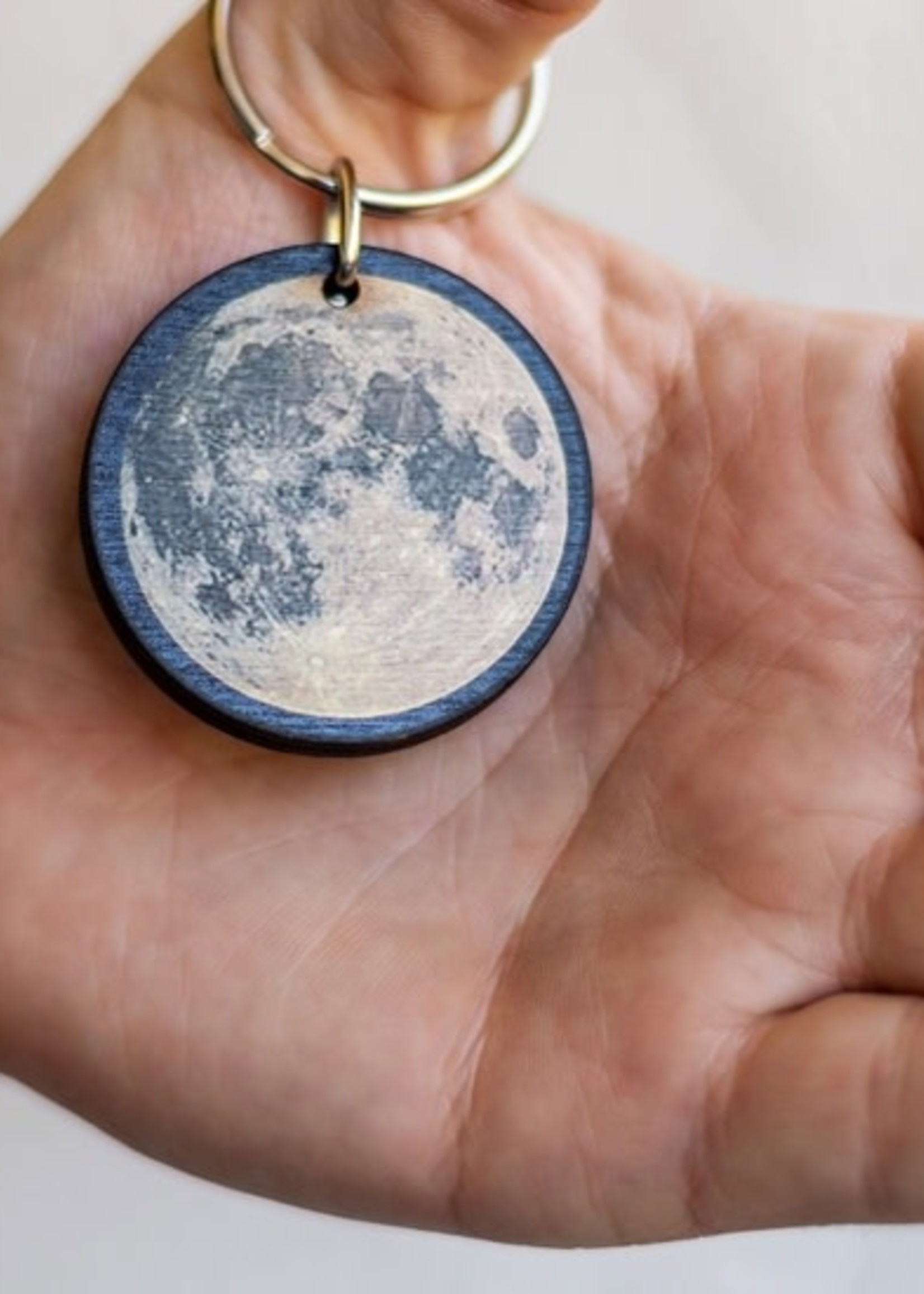 Most Amazing Full Moon Full Color Wooden Keychain