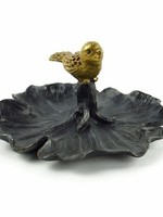 Pewter Jewelry Dish with Gold Bird
